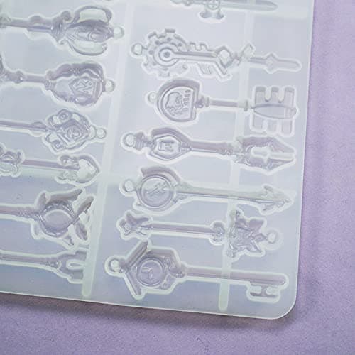Woohome 22 PCS Clé Silicone Moule pour Bijoux, 1 PCS Clé Moules en Résine Epoxy et 1 PCS Couteau Résine Silicone Moule pour Pendentif Porte-Clés Bijoux Artisanat Décoration Fabrication