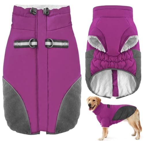 Oslueidy Manteaux d'hiver pour Chiens, Vestes Chauds pour Chiens, Gilet Chiot, Vêtements Coupe-Vent réfléchissants zippés pour Chiens de Petite, Moyenne et Grande Taille (Violet, S)