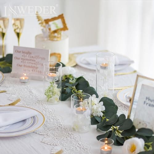 Inweder Bougeoir en Verre Lot de 3 Supports pour Bougies Chauffe-plat Bougeoir Décoratif Photophore Verre pour Mariage Fête Centre de Table Décor d'intérieur Convient aux Bougies Chauffe-plat Standard