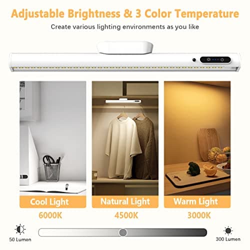 Moslumin Reglette LED Cuisine Rechargeable USB, 4000mAh Lumiere Sans Fil Magnetique avec Telecommande, Lampe Murale pour Interieur, Tableau, Placard, Bureau, Sous Meuble, Miroir Salle de Bain