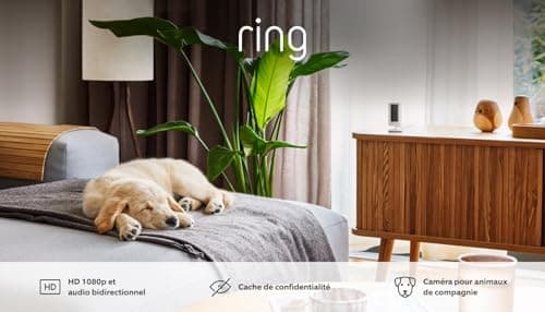 Ring Caméra intérieure (Indoor Camera 2e gén.) | Caméra de surveillance wifi sur secteur pour animaux, vidéo HD 1080p, audio bidirectionnel, cache de confidentialité | Essai Ring Home gratuit 30 j.
