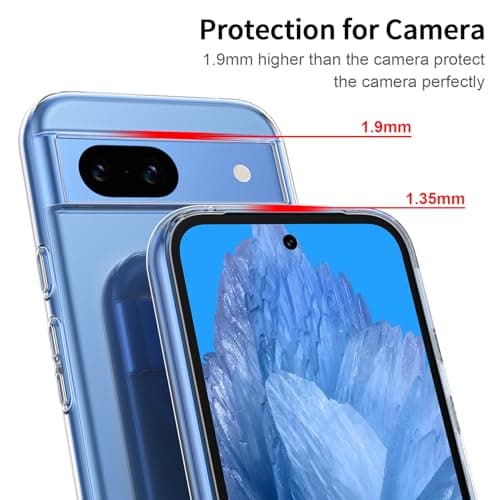 FLLAO Coque Compatible avec Google Pixel 8a Transparente avec 3 Verre trempé Protection écran, Souple Silicone Mince Étui Protection Bumper Housse TPU Téléphone Pixel 8a Cover