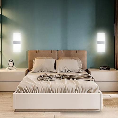 DAGORD Applique Murale Intérieure Moderne LED Blanc Froid 6500K 12W Applique Murale LED en Acrylique Lampe Murale LED Blanche Applique Éclairage Haut et Bas pour Chambre Salon Escalier Couloir