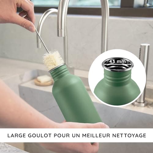 Bambaw Gourde Inox 750 ml, Bouteille d'Eau Verte, Gourde Sport Non-Isotherme, Gourde Acier Inoxydable 750 ml, Gourde Reutilisable – Vert Sauge