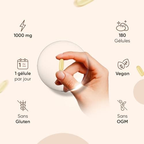 Omega 3 Vegan Pressée à Froid Huile de Lin 1000mg, 180 Gélules Pour 6 Mois, Alternative À l'Huile d’Algues, Oméga3 6 9 Source DHA, EPA et d'Acide Alpha Linolénique