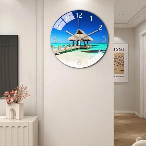 Ergocar Horloge Suspendue De Décoration De La Maison,Horloge Suspendue Silencieuse Facile à Lire Salon Approprié, Chambre à Coucher, Bureau, Restaurant