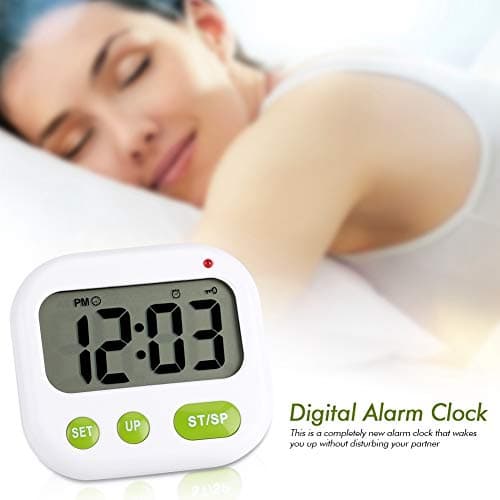 Fdit Réveil Digital Double Alarme Horloge Numérique Minuterie Electronique LCD Musique Vibration avec Rétro-éclairage Lumière de Nuit