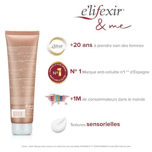 E'LIFEXIR Color Dren | Maquillage pour Jambes, Maquille, Draine et Stylise avec Couleur Bronzée | Crème Effet Collants Invisibles | Ne Tâche Pas et Absorption Rapide, 150 ml