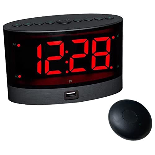 Shuimitao SuppléMentaire RéVeil Fort avec Secoueur de Lit, Double RéVeil Vibrant pour Les Gros Dormeurs, Les Sourds et Les Malentendants