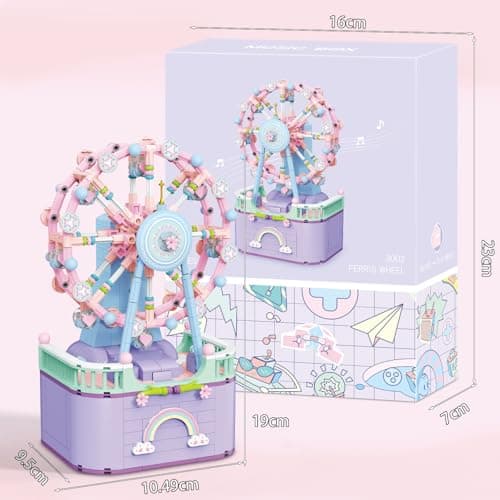 JDMDKB Boîte à Musique Briques, Grande Roue Ensemble de Construction boîte à Musique, pour Enfants à partir de 6 Ans (710pcs)