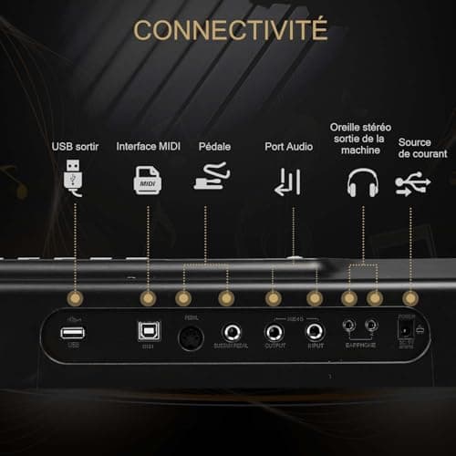 LEADZM Piano Numérique Semi-Marteau 88 Touches, Clavier Électronique avec Support en Forme de X à Double Tube, Bluetooth MIDI, Pupitre de Partition, Pédale de Sustain, Écouteurs