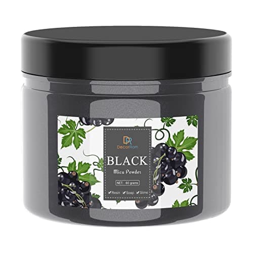 Colorant résine époxy - 60g Poudre Mica Naturel métallique pour Epoxy Resin, Savon - Pigment résine époxy Qualité Cosmétique pour Maquillage, Peinture, Poudre pour Ongles, Bombe de Bain (Noir)