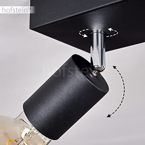 HOFSTEIN - Plafonnier Tulla, lampe de plafond en métal noir, lampe d'intérieur moderne à 3 flammes, têtes de lampe pivotantes et orientables, 3 x E27, sans ampoules