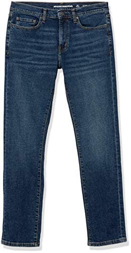 Amazon Essentials Jean Slim - couleurs abandonnées Homme, Bleu Foncé Vintage, 33W / 32L