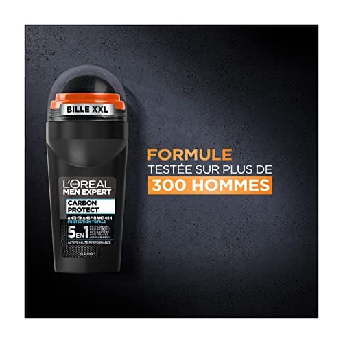 L’Oréal Paris Men Expert - Carbon Protect Ice Fresh - Déodorant Bille Spray Homme Anti-Traces - 50 ml - Lot de 6