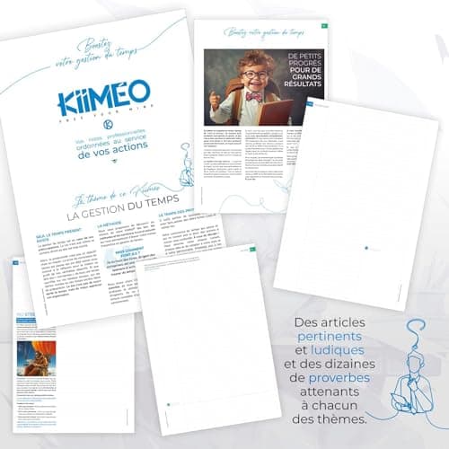 KIIMEO - Le 1er Carnet de Notes Professionnel et Thématique - Bullet Journal Premium Innovant - Conseils & Articles sur la Gestion du Temps- 140 pages + 1 page effaçable - Feutre fourni