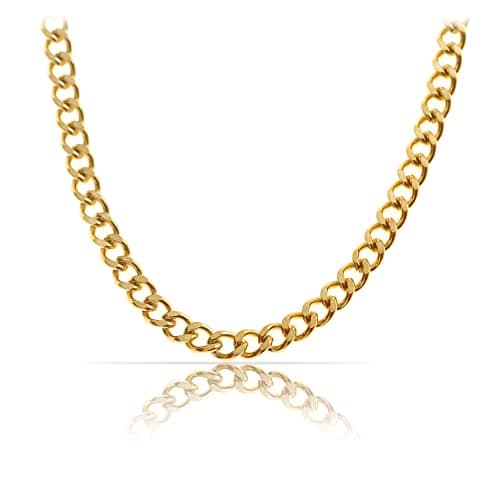 Made by Nami Collier pour Homme en Acier Inoxydable - Chaîne à Maillons en d'Or Massif de 60 cm - Chaîne pour Homme Artisanale - Cadeau pour Lui - Bijoux pour Homme (Or 4mm)
