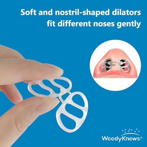 Dilatateur nasal super support WoodyKnows|Aide respiratoire pour les sports de sommeil|Aérations nasales douces et confortables|Solution anti-ronflement (Combinaison XS/S/M/L)