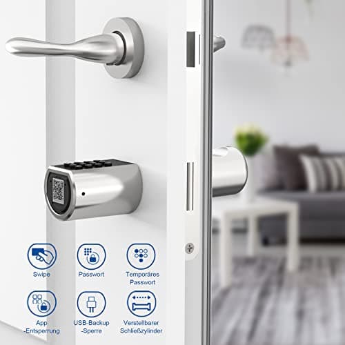 WELOCK PCB01 Serrure Connectée Serrure à Code avec RFID carte,Connexion Bluetooth APP, Serrure Digitale Wi-Fi(nécessite WiFiBox),Smart Lock Facile à installer Argent
