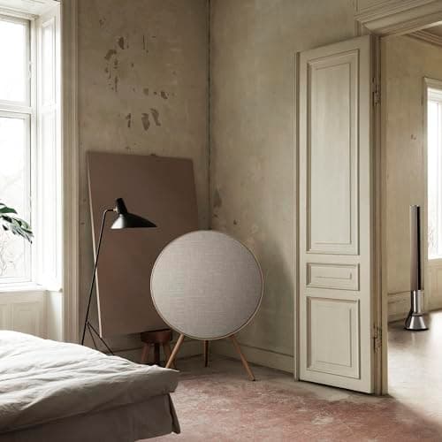 Bang & Olufsen Beosound A9 (5ème Génération) - Enceinte Design Emblématique de Luxe Puissante Bluetooth et WiFi Connectée avec Pieds en Bois - Natural Aluminium