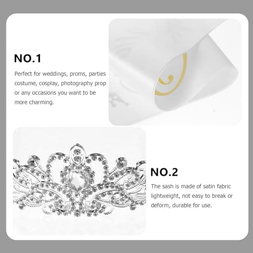 Graduation Party Decorations Prom Queen Shoulder Strap Headband Set (White)
