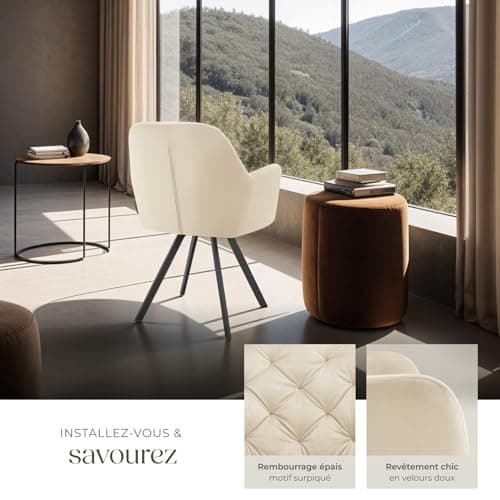 TecTake® Chaise pivotante de Salle à Manger Moderne Fauteuil Salon Chaise Ergonomique Rembourrée Confortable Chaise Design Meuble Salon pour Salle à Manger, Salon, Coiffeuse, Chambre, Cuisine