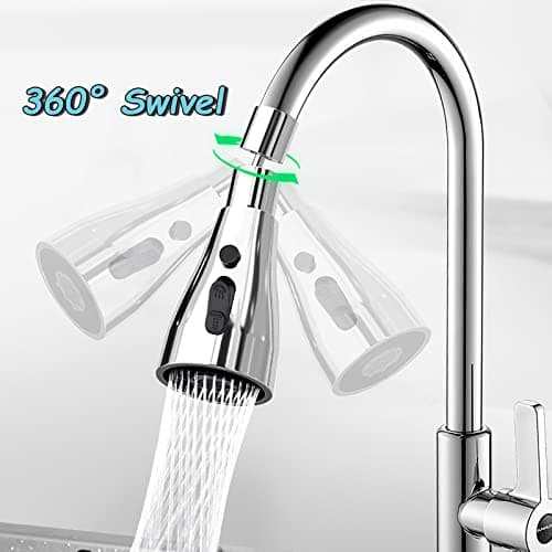 Aérateur de Robinet Pivotant à 360°, Embout Robinet Cuisine avec 3 Modes, Douchette Mousseur Robinet Economie Eau, Adaptateur de Rallonge de TêTe de Robinet Salle De Bain lavabo (Argent)