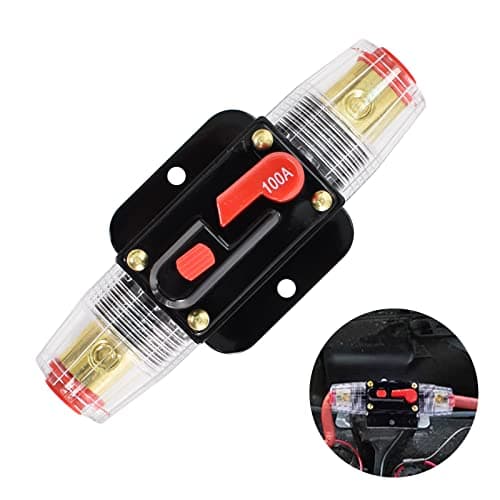 Fusible de Réinitialisation de Disjoncteur en Ligne100A, Porte Fusible 12V-24V DC vec Réinitialisation Manuelle pour Système d'amplificateur de Son Audio de Voiture, Bateau, Camion