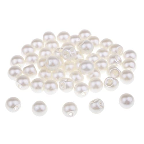 Dailymall Lot de 50 boutons en perles blanches pour robes de mariée 10 mm, 12 mm, 12 mm, 10 mm, 12 mm