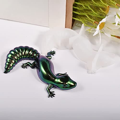Allazone 3 PCS Moule en Résine 3D en Forme D'animaux, Lézard Moulle Resine Epoxy, Grenouille Bijoux Moule Silicone Resine Epoxy Escargot pour Bureau Mural, Décoration Intérieure
