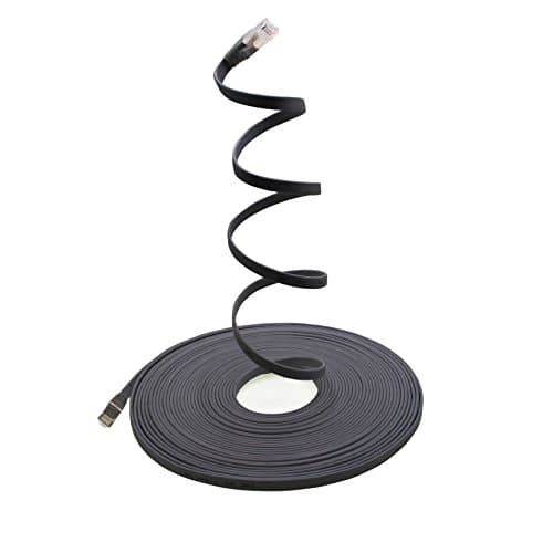 1aTTack.de 1m - noir - 5 pièces Câble ruban LAN Ethernet Gigabit CAT.7 (RJ45) câble réseau câble brut (10Gbit/s) câble d'installation plat mince compatible avec Cat.5 - Cat.5e - Cat.6