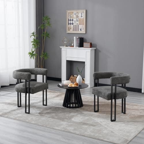 WOLTU Lot de 4 Chaises de Salle à Manger, Chaise Cuisine en Chenille, Chaise Salon avec Pieds en Métal, Fauteuil Chambre, Siège Rembourré, Chaise Moderne, Gris Foncé, EZS25dgr-4