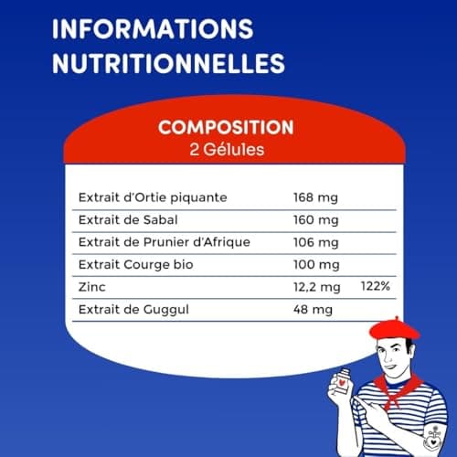 PROSTAPÉPÈRE Santé de la Prostate et Confort urinaire - Saw Palmetto, Prunier d'Afrique, Ortie piquante, Extrait de Courge, Zinc - 100% Naturel - 60 gélules vegan.
