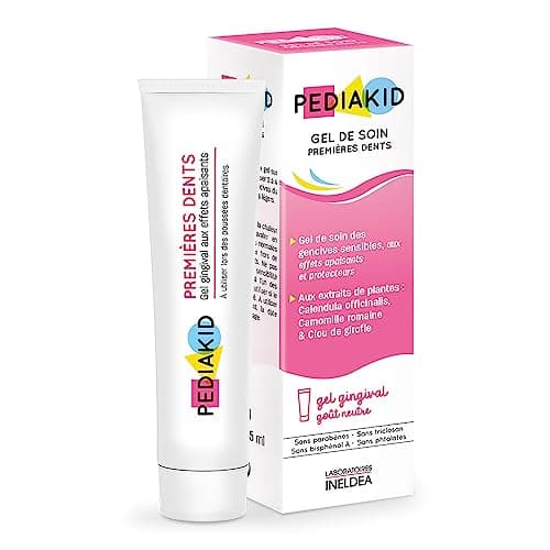 PEDIAKID | Gel de Soin Premières Dents | Apaise & Protège les Gencives | Actifs 100% d'Origine Naturelle aux extraits de Plantes: Calendula, Camomille Romaine & Clou de Girofle |Goût Neutre| Tube 15ml