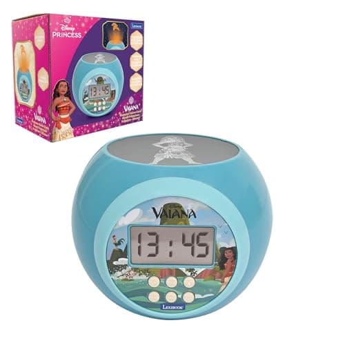 Lexibook Lexibook-RL977VN, Disney Vaiana, Réveil-projecteur avec Fonction Alarme et répétition Snooze, veilleuse avec minuterie, écran LCD, à Piles, RL977VN