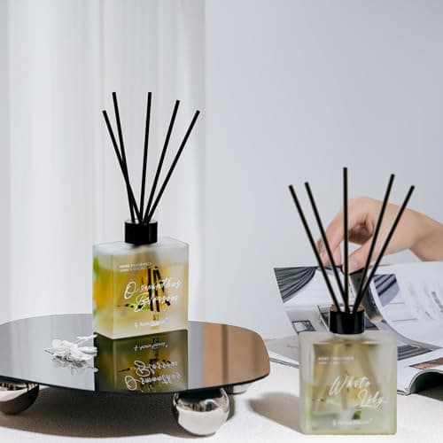 Aroma Naturals Diffuseur de roseaux 100 ML, Parfum d'intérieur Longue durée, Diffuseurs de roseaux Coffret Cadeau pour Femme, Fleur d'Osmanthus