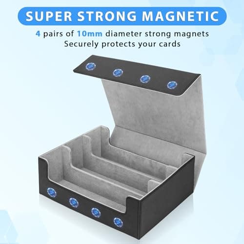 HIMOMO Boîte à Cartes Pour MTG, avec 8 Séparateurs de Cartes pour Plus de 1800 Cartes, Boîte à Rabat Magnétique Avec Cuir Pu (Gris)