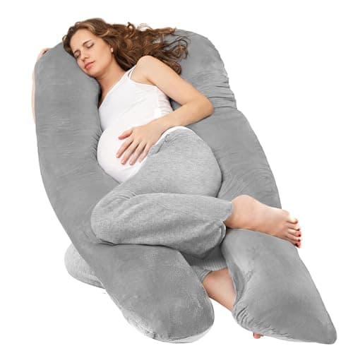 Nuliie Coussin de Grossesse pour Dormir, Oreiller de Corps Complet en Forme de U, Soutien pour Le Dos, Les Hanches et Les Jambes des Femmes Enceintes, avec Une Housse en Velours Lavable (Gris)