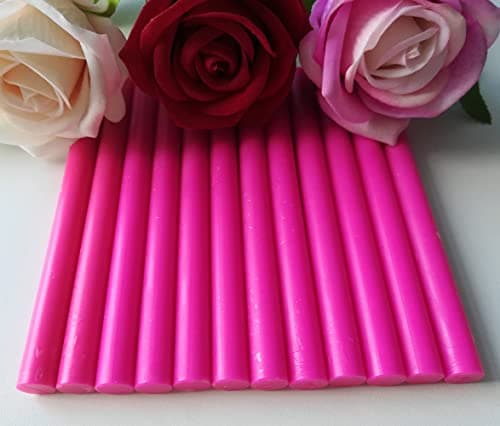 12 bâtons de cire à cacheter pour pistolet à colle pour cachet de cire,PORXFLY Seal Wax Sticks Idéal pour les enveloppes de cartes, les emballages cadeaux, les invitations de mariage (Rose rouge)