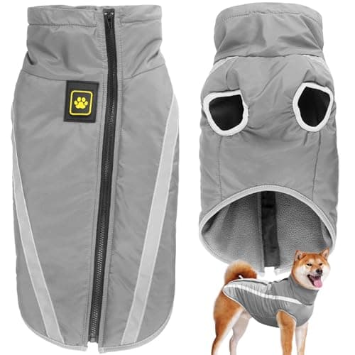 Dolahovy Manteau imperméable pour Chien, Veste Chaude pour Animaux de Compagnie en Hiver Manteau pour Chien vêtements pour Chiens vêtements réfléchissants (Gris, 4XL)