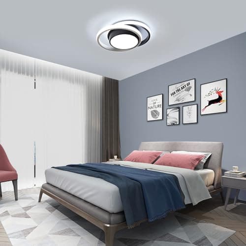 Comely Plafonnier LED, Rond Lampe de Plafond 32W, Moderne Luminaire Plafonnier pour Couloir Coucher Salle de Bains Cuisine Salon, Blanc Froid 6500K, Longueur 28cm, Nero