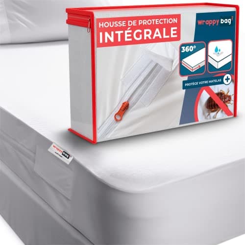 WRAPPYBAG Housse de Matelas Imperméable – Housse Intégrale Anti-Punaise de Lit & Acarien – Alèse Protège Matelas sans Traitement Chimique – Surface Coton Doux & Confortable – 14 Tailles Disponibles