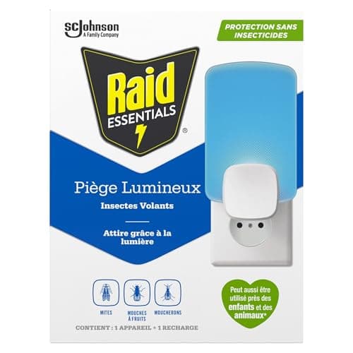 Raid Essentials Piège Lumineux Anti-Mouches - 1 Piège + 1 Recharge