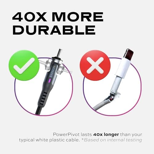 Statik PowerPivot Lot de 3 Câbles USB C 12 W - Angle Droit Avec Tête Rotative à 360° - Chargement Type C, Pivotant à 90 Degrés