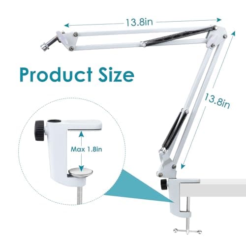 Fifine AM8 Bras Micro Blanc, Support Micro Blanc Fifine USB/XLR Studio Micro avec Adaptateur à vis de 3/8" à 5/8", Pied de Micro Pince de Perche Micro Fifine AM8 pour Gaming, Podcasting par YOUSHARES