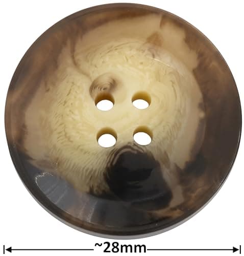 AERZETIX - C74192 - Lot de 10 Boutons de couture ronds ∅28x4 mm à 4 trous 44L L44 - diamètre de l'ouverture 2 mm - couleur beige et marron - en plastique - mercerie vêtements