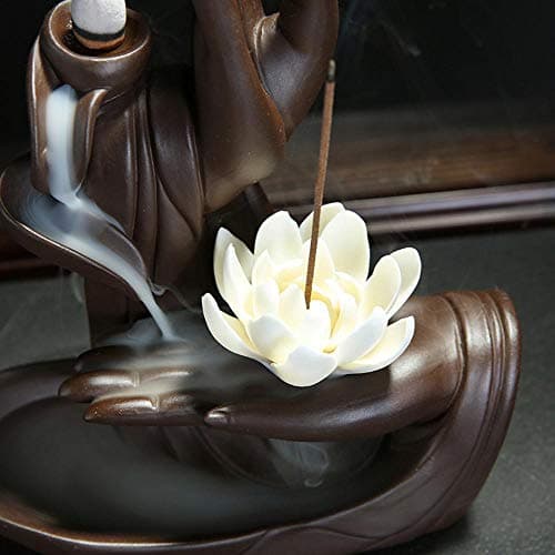 Brûleur Porte-cône d'encens Zen Lotus à Contre-Courant avec cône d'encens 10pcs, en céramique