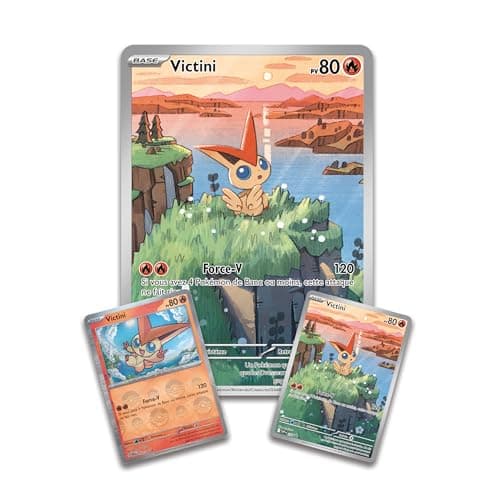 Pokémon : Collection Illustration Unys – Victini (1 Carte Promo Brillante entièrement illustrée, 4 boosters et 1 Carte Promo Grand Format Brillante « Illustration Rare ») du JCC Pokémon