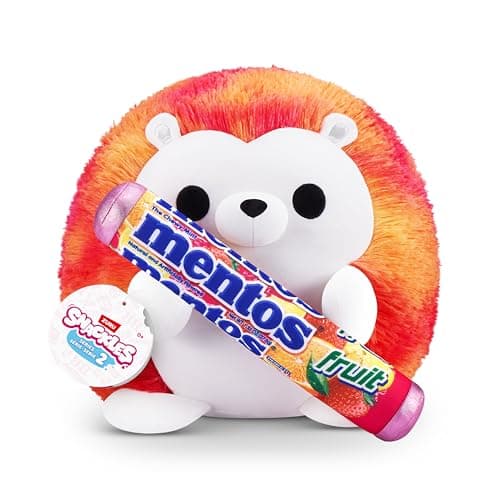 Snackles, Series 2, Hedgehog (Mentos, Fruit), Plush Toy, Cuddly Squishy Comfort Plush with License Snack Brand Accessory, Small (20 cm), Brown Box, (Hedgehog)