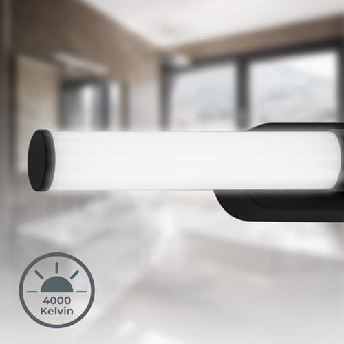 B.K.Licht - Lampe à miroir à LED pour la salle de bain avec couleur de lumière blanc neutre, lampe pour la salle de bain protégée contre les éclaboussures IP44, luminaire murale à LED, 7W, 40 cm, noir